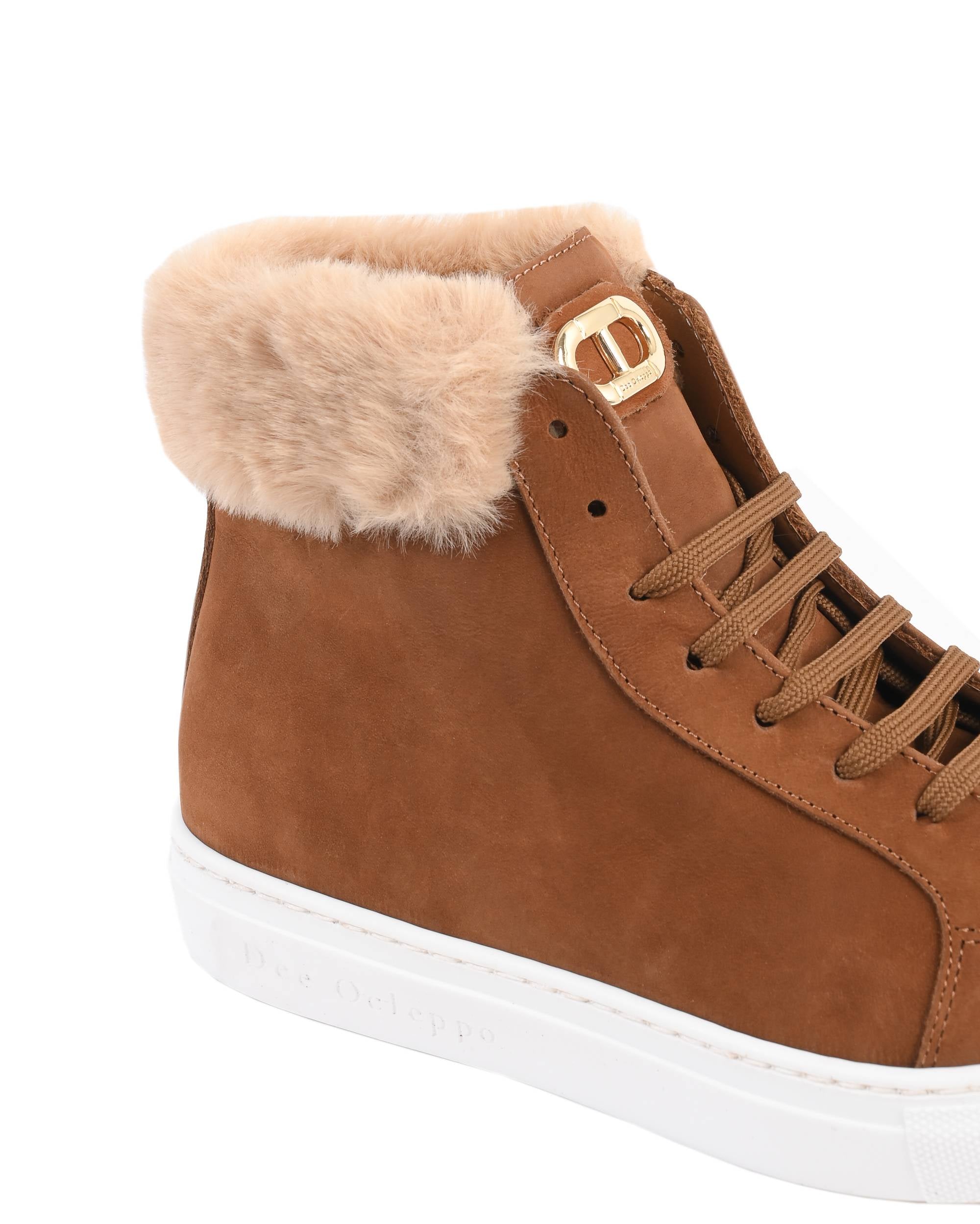 Sneaker alta con titolo - Marrone chiaro