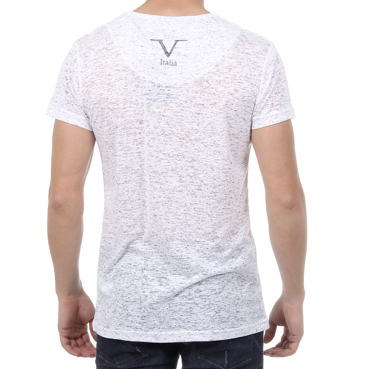 V 1969 Italia T-shirt da uomo a maniche corte con scollo a V bianca DANIEL