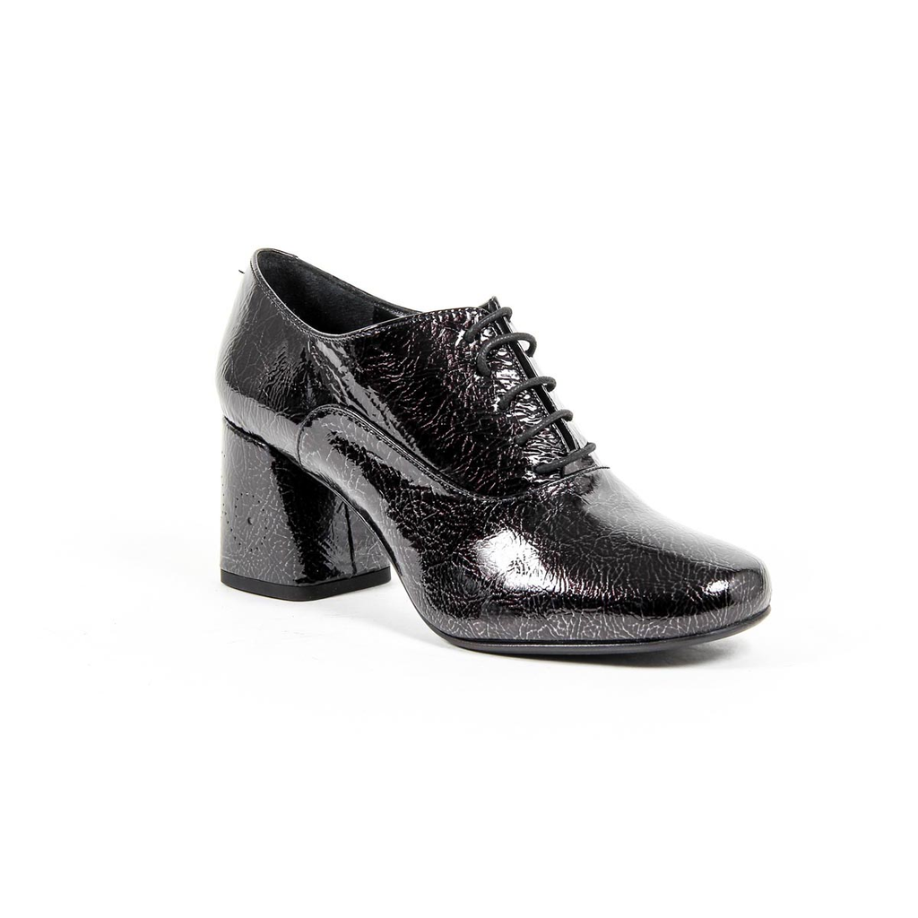 V 1969 Italia Scarpa Oxford con tacco da donna B2461 CRASH NERO
