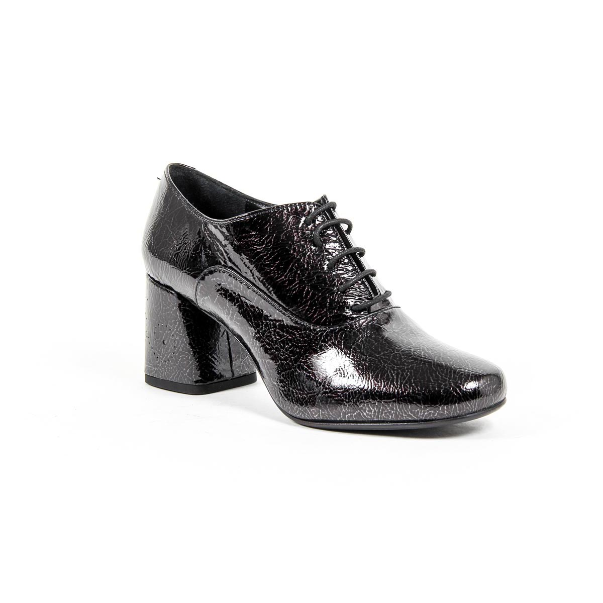 V 1969 Italia Scarpa Oxford con tacco da donna B2461 CRASH NERO