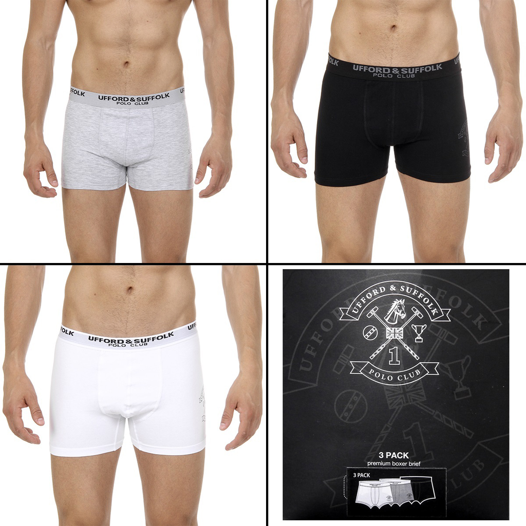 Boxer da uomo Ufford & Suffolk Polo Club, confezione da tre, colore: US200