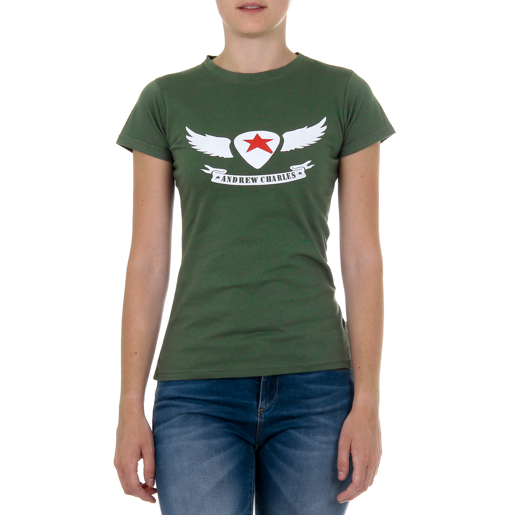 Andrew Charles T-shirt da donna a maniche corte con scollo rotondo verde TARANA