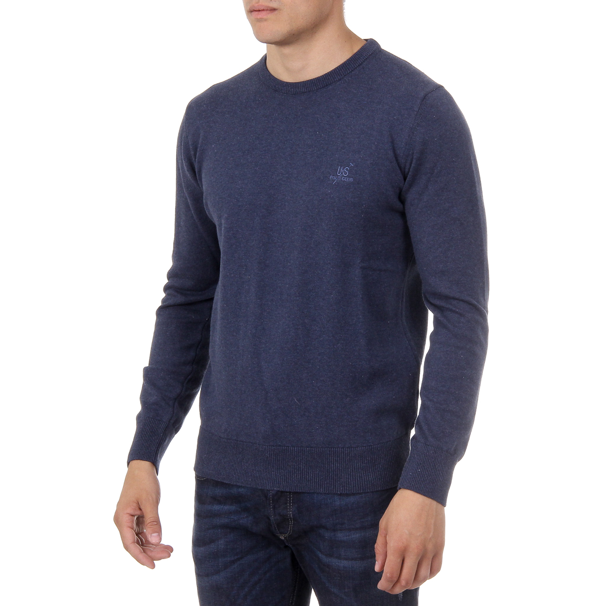Maglione da uomo Ufford & Suffolk Polo Club a maniche lunghe con scollo rotondo PULLRUS100 BLU SCURO