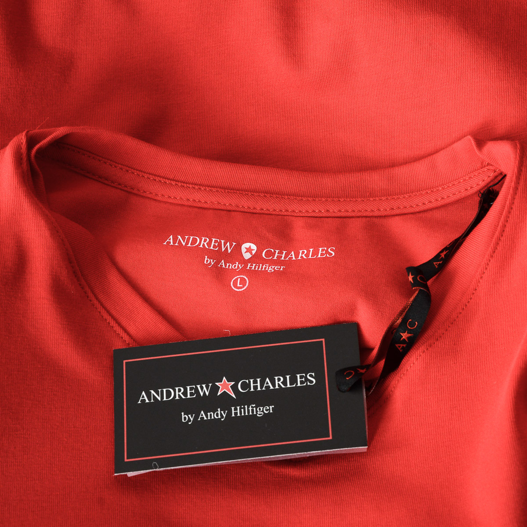 Andrew Charles Maglietta da uomo a maniche corte con scollo a V, rossa KENAN