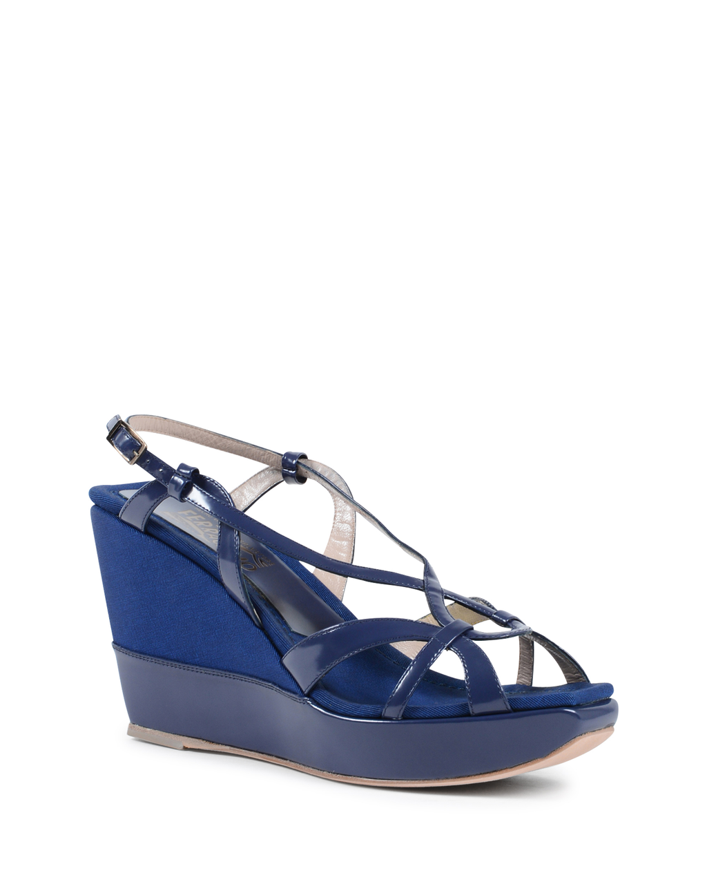 Sandalo con zeppa da donna Salvatore Ferragamo Blu Navy MIRAMAR
