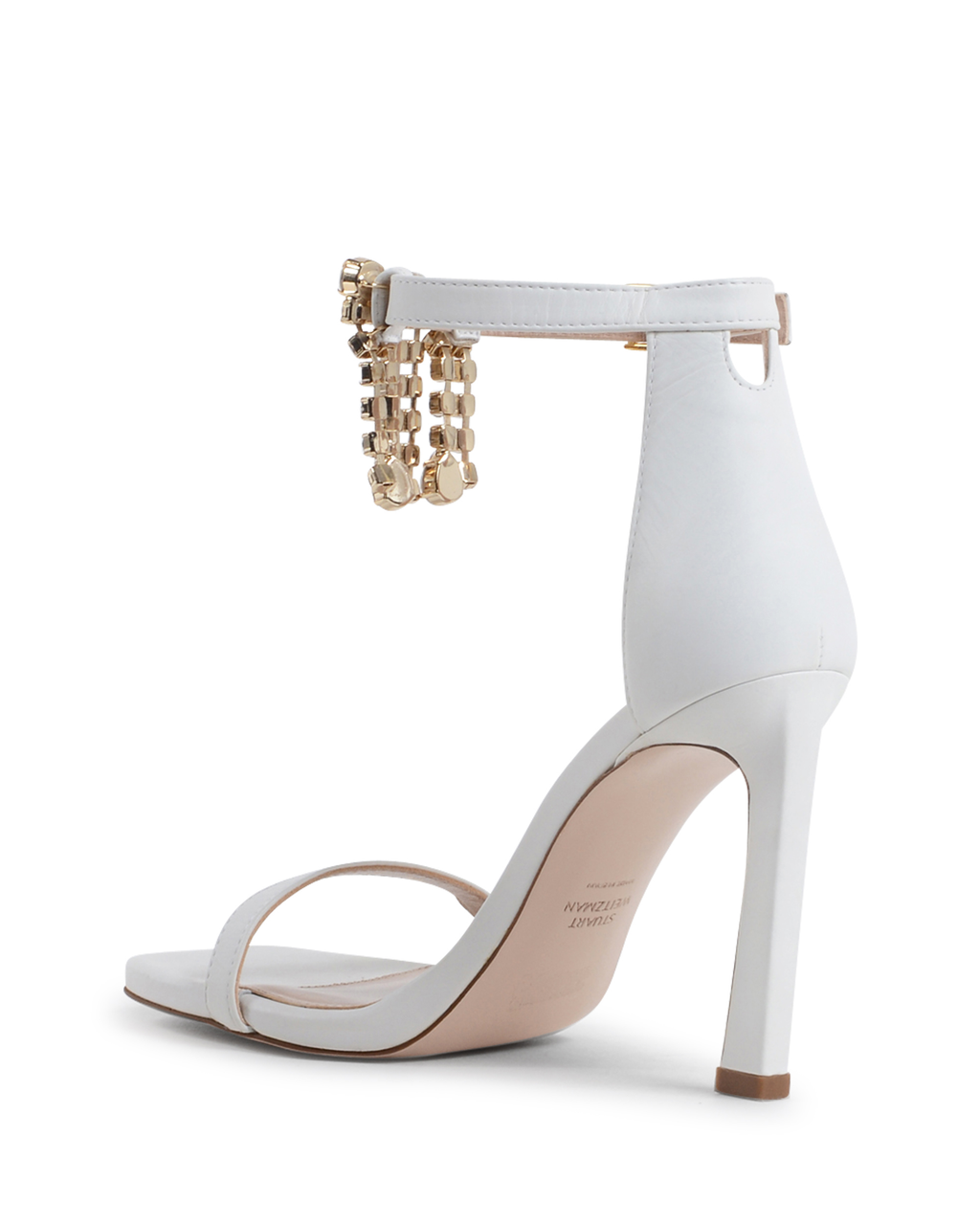 Stuart Weitzman Sandalo con cinturino alla caviglia da donna bianco FRINGESQUARENUDIST