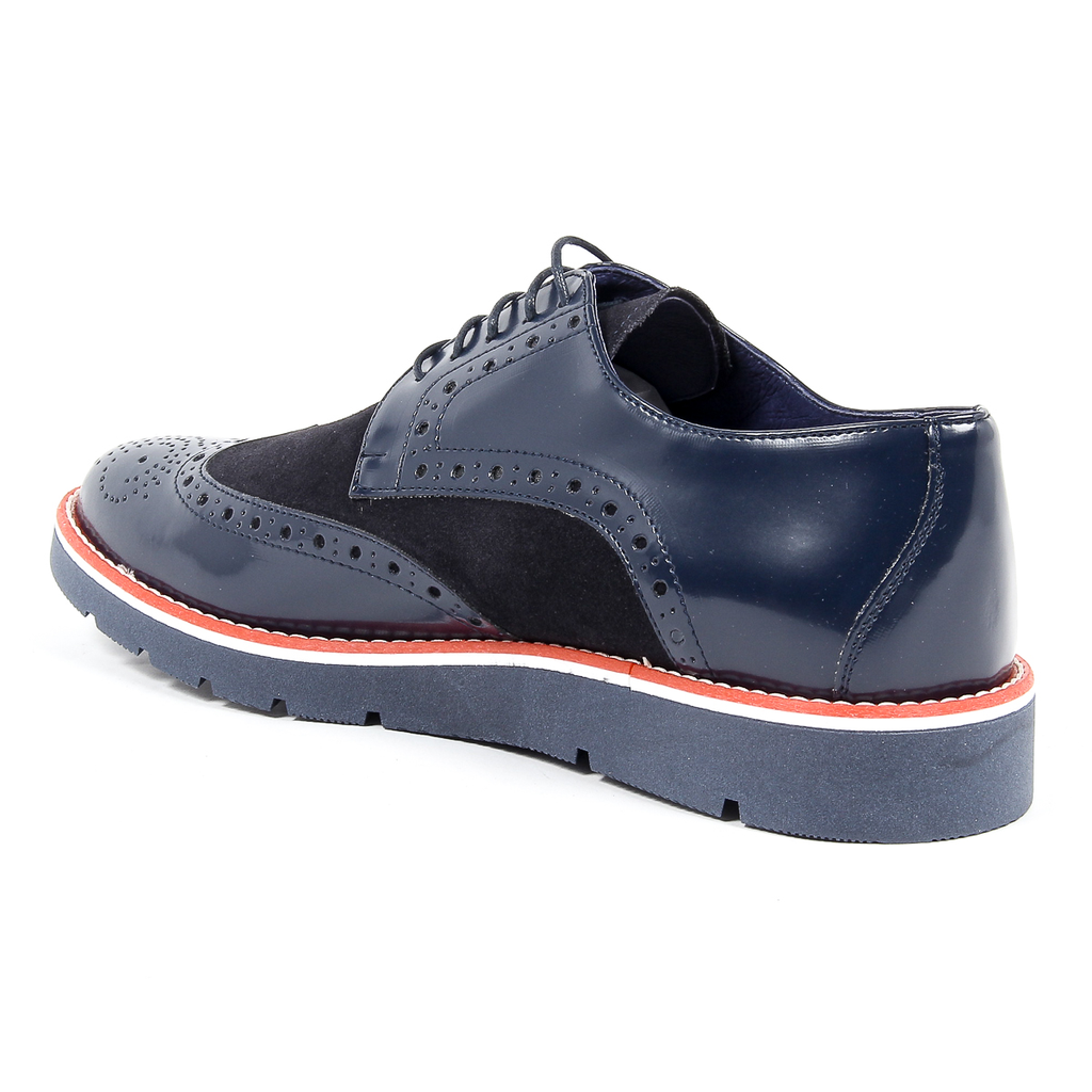 Scarpe Oxford brogue da uomo Andrew Charles 914 ABRASIVATO CAMOSCIO BLEU