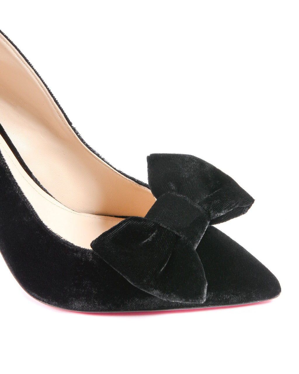 Décolleté con fiocco in velluto da donna - Nero