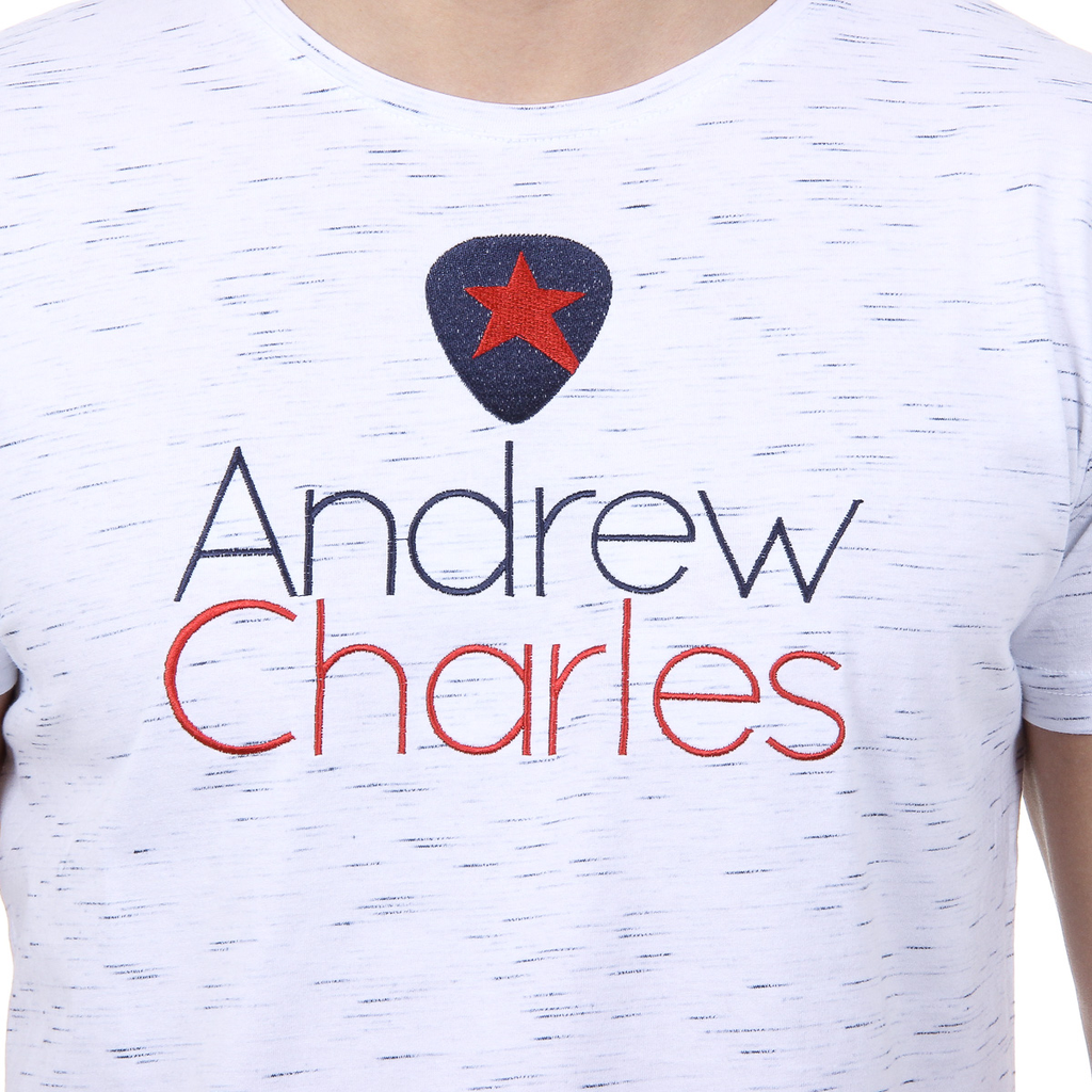 Andrew Charles T-shirt da uomo a maniche corte con scollo rotondo, bianca JACK
