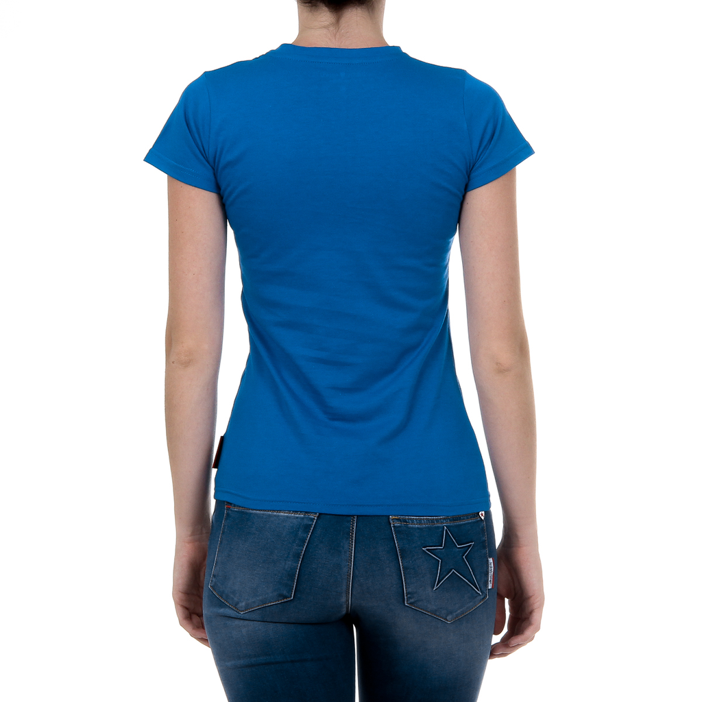 Andrew Charles Maglietta da donna a maniche corte con scollo rotondo blu TARANA