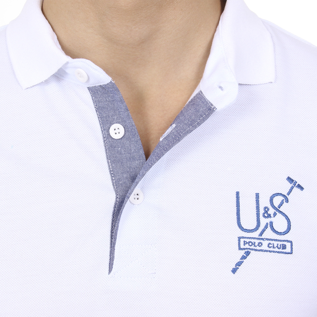 Polo da uomo a maniche corte Ufford & Suffolk Polo Club US026 BIANCO