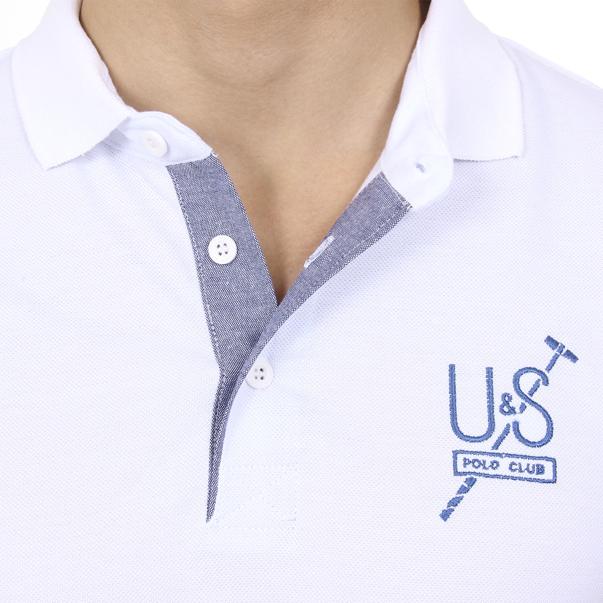 Polo da uomo a maniche corte Ufford & Suffolk Polo Club US026 BIANCO