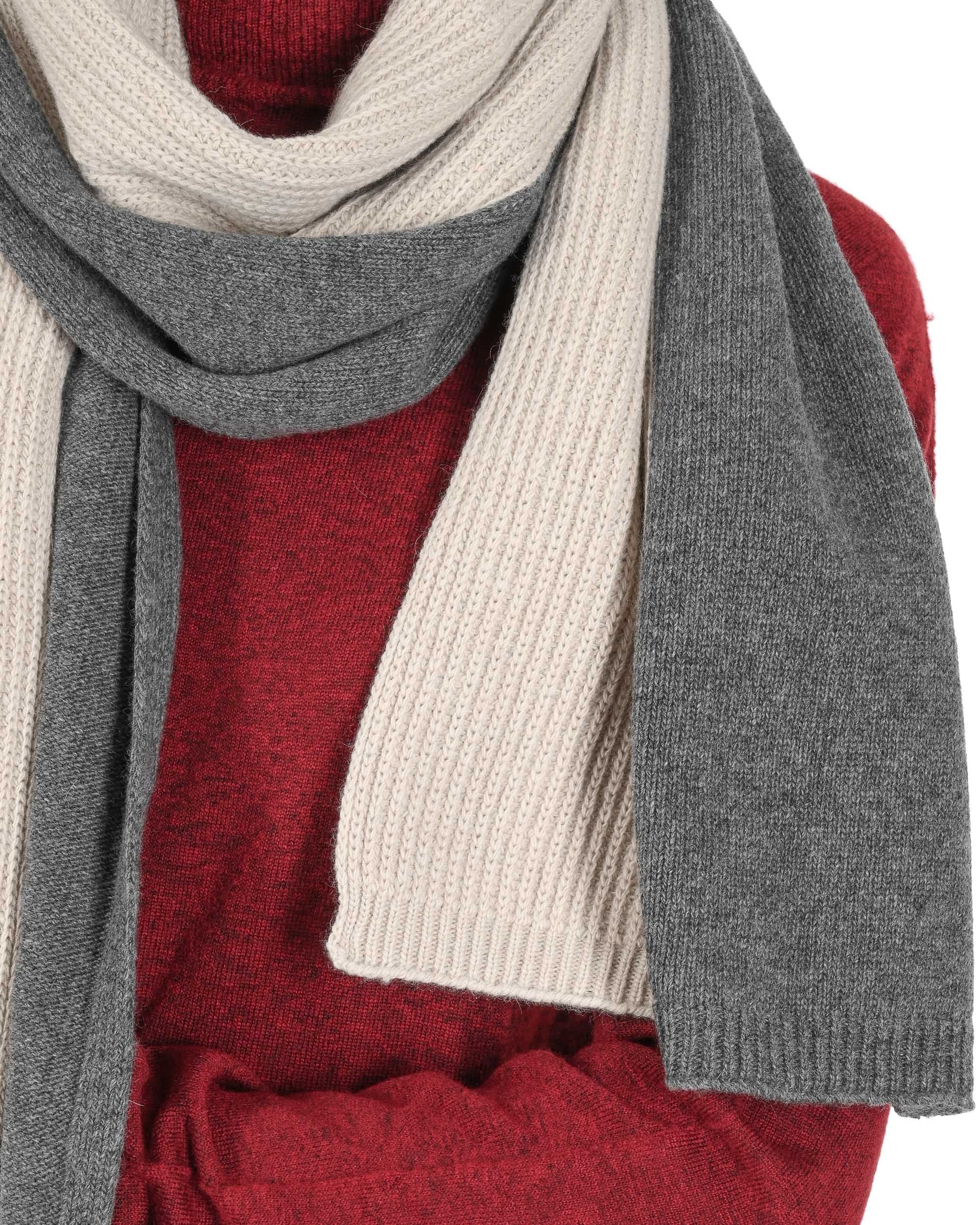 Sciarpa da donna in cashmere Crown of Edinburgh COE 0052 GRIGIO SCURO BEIGE
