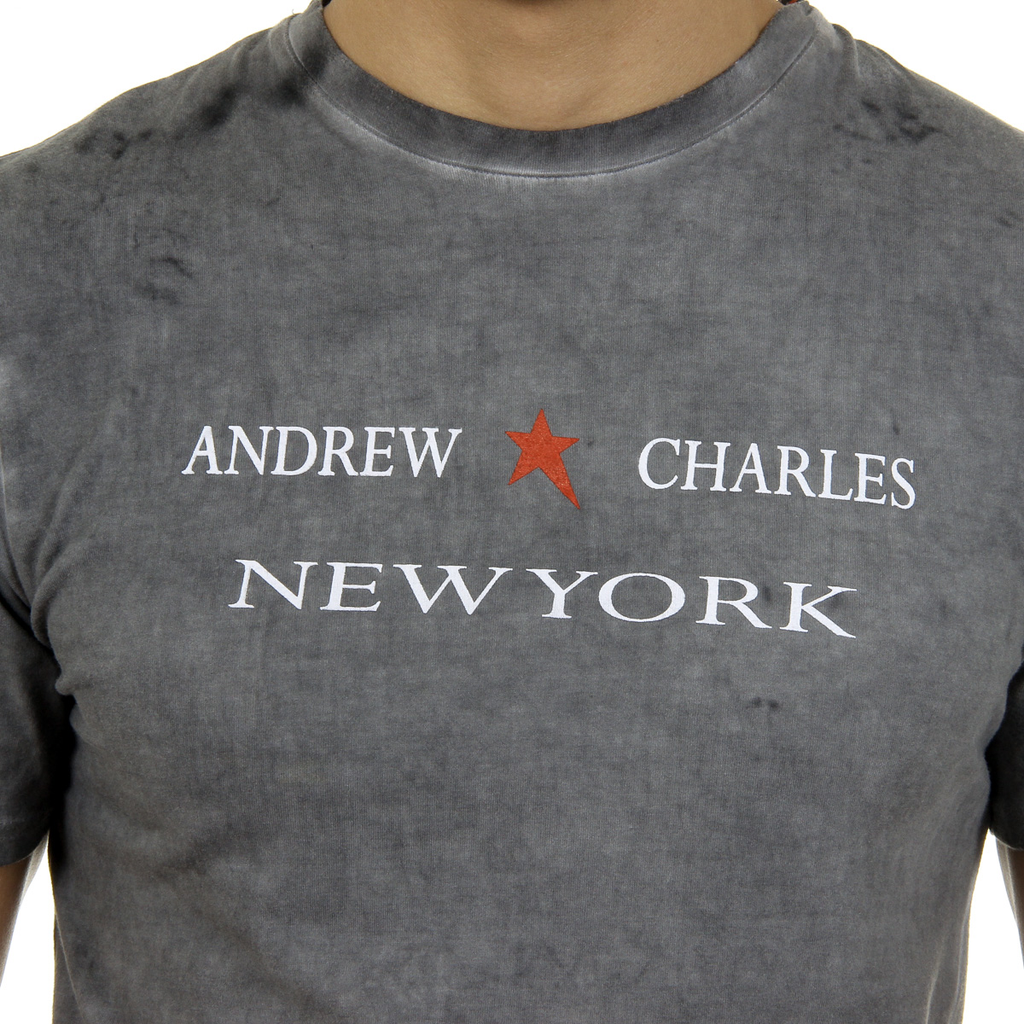 Andrew Charles T-shirt da uomo a maniche corte con scollo rotondo grigio chiaro KARITA