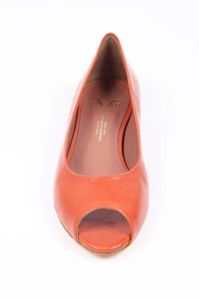 V 1969 Italia Ballerina da donna con tacco e punta aperta 5480-STEFY PE ELIOS15AR CAPRETTO ARANCIO