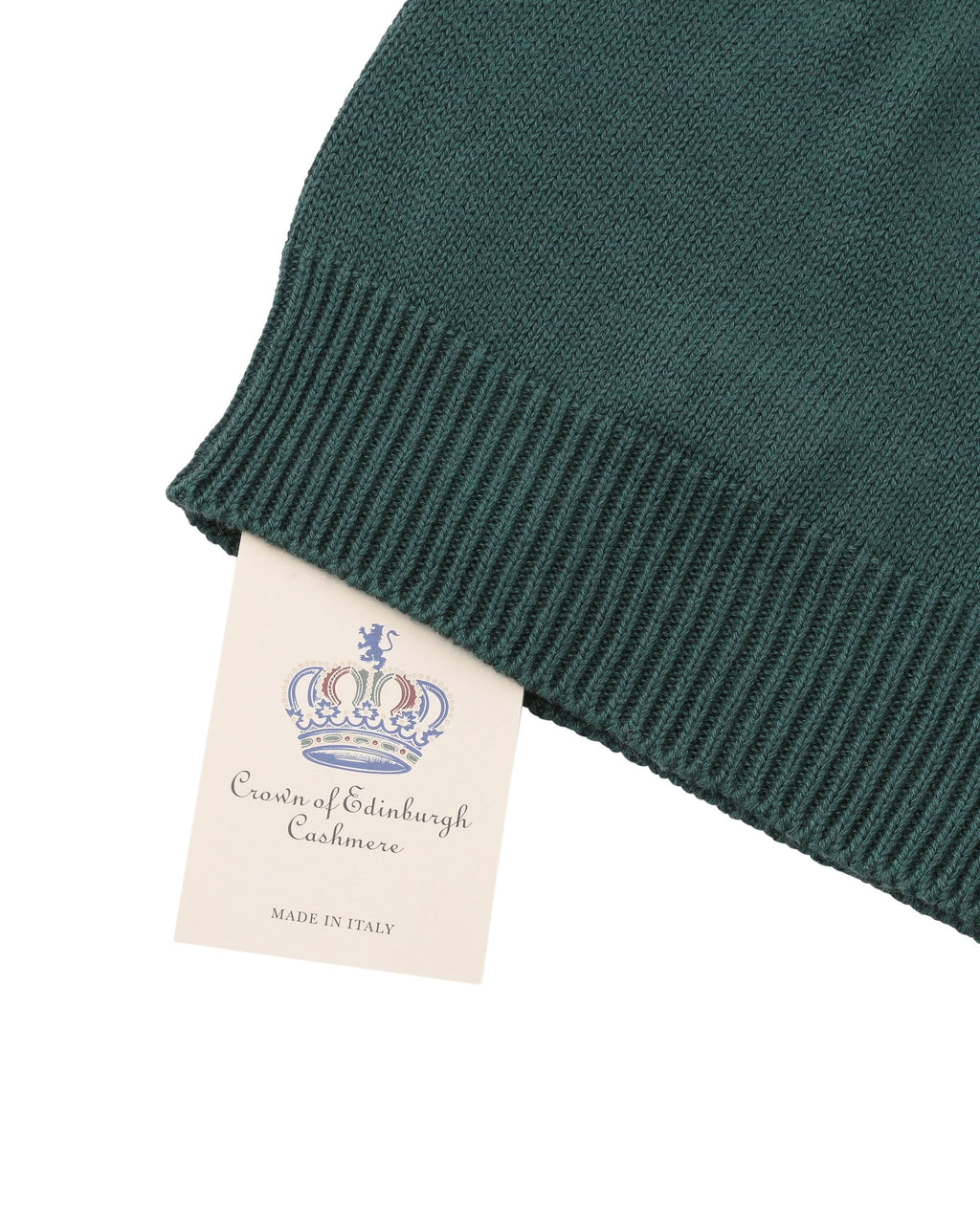 Berretto con risvolto da donna in cashmere Crown of Edinburgh COE 0048 VERDE BOTTIGLIA