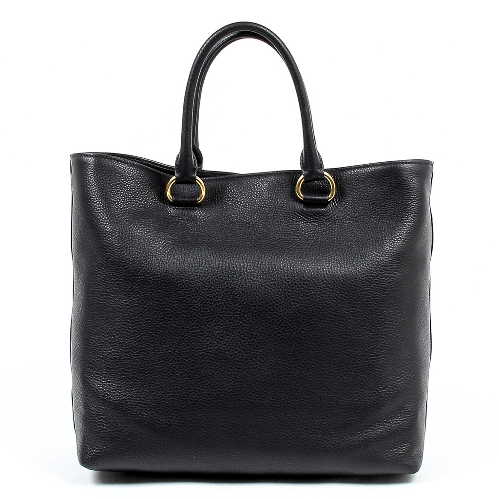 Borsa shopper Prada Vitello Phenix in pelle nera