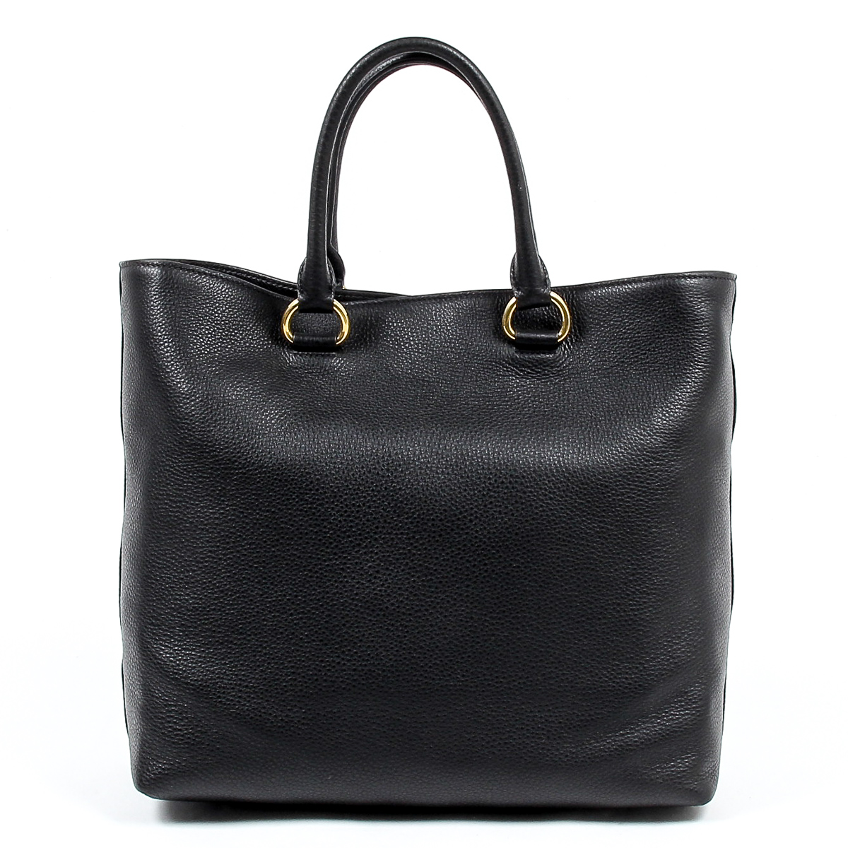 Borsa shopper Prada Vitello Phenix in pelle nera