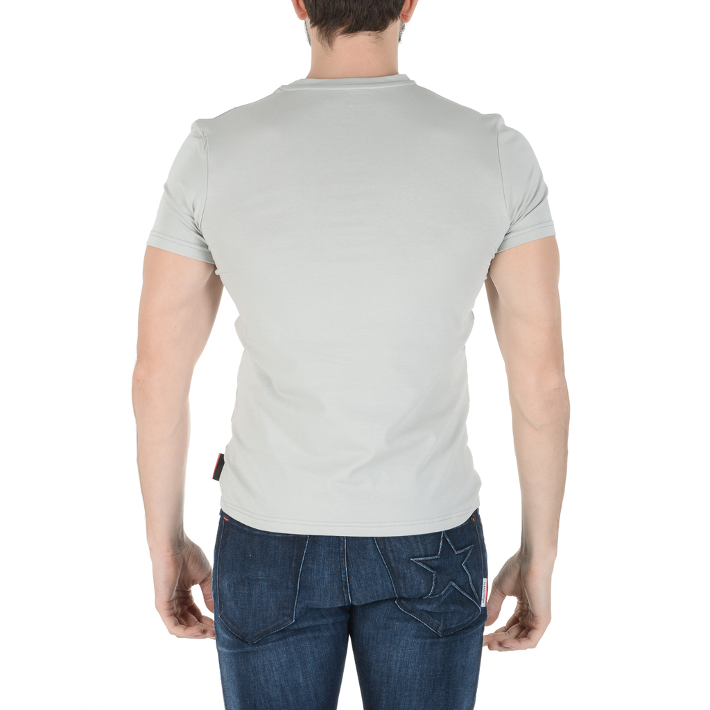 Andrew Charles T-shirt da uomo a maniche corte con scollo a V grigio chiaro KENAN