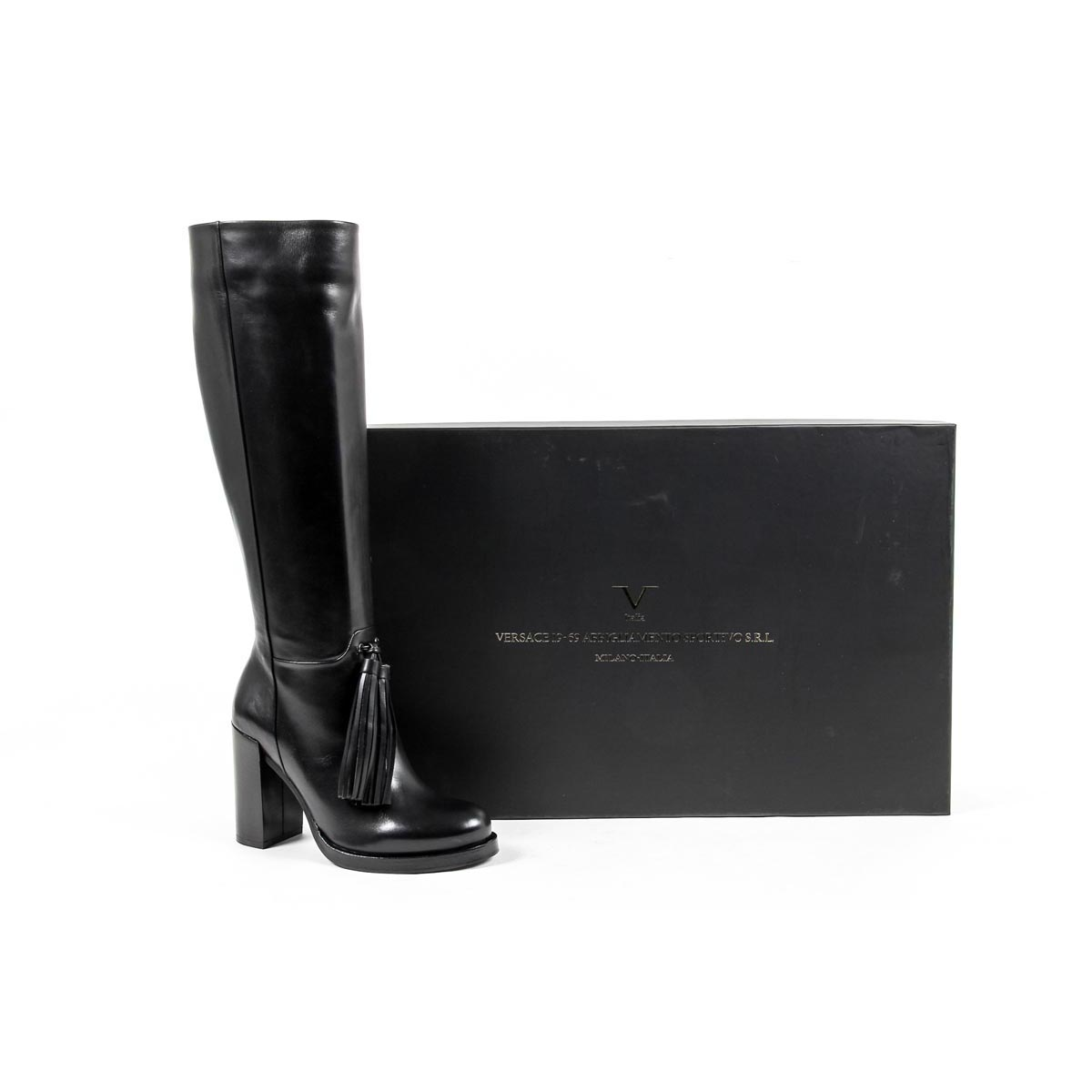 Stivale alto da donna V 1969 Italia B2407 VITELLO NERO