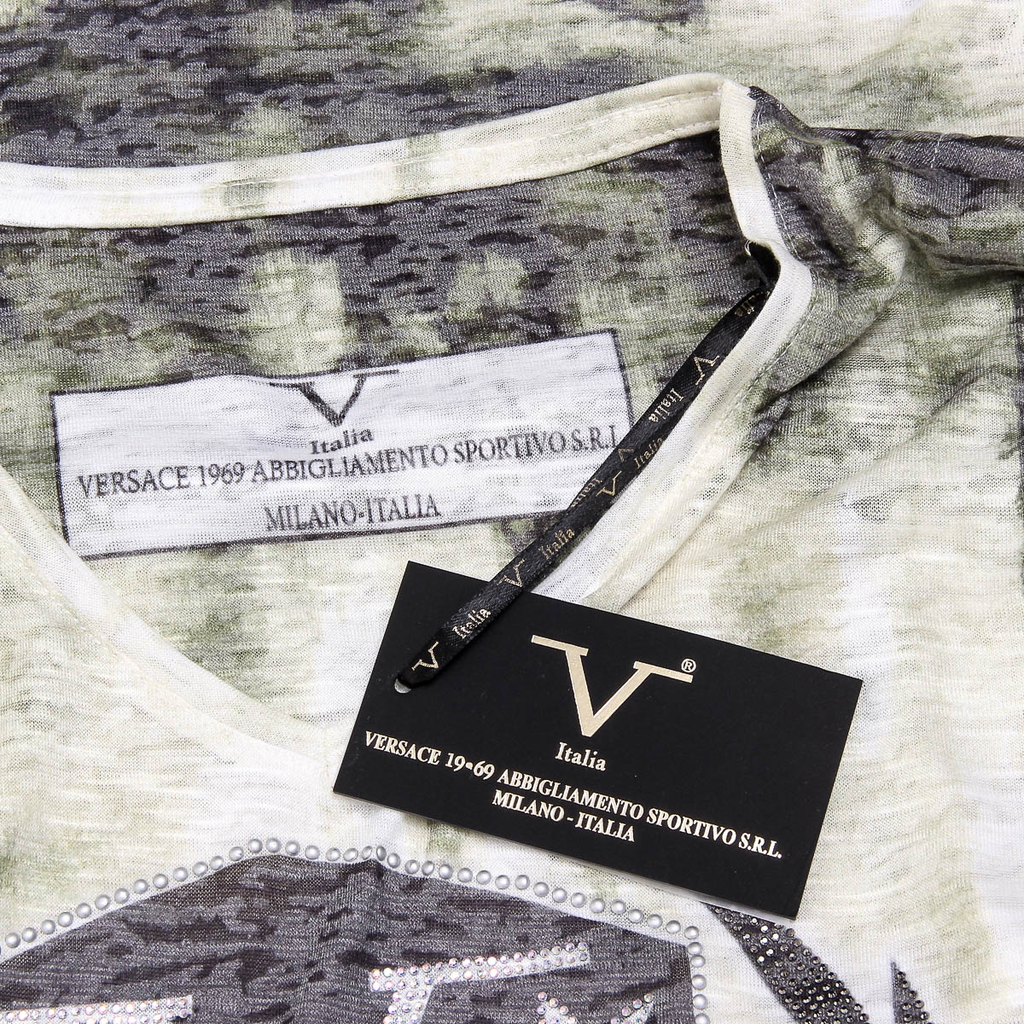 V 1969 Italia T-shirt da donna a maniche corte con scollo a V gialla EMILY
