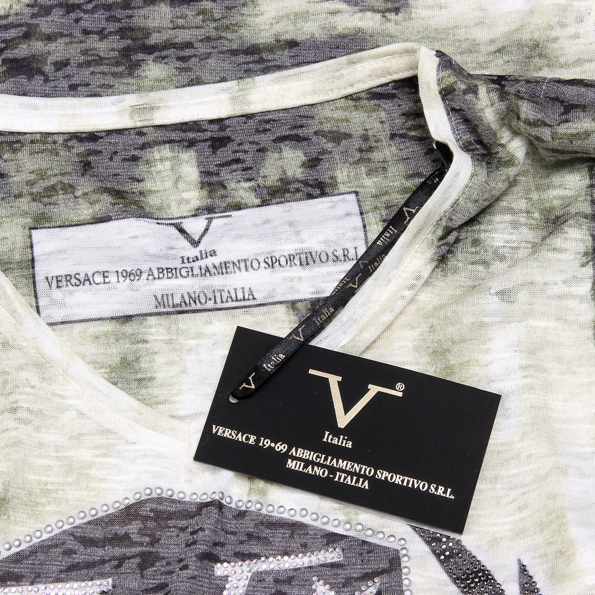 V 1969 Italia T-shirt da donna a maniche corte con scollo a V gialla EMILY