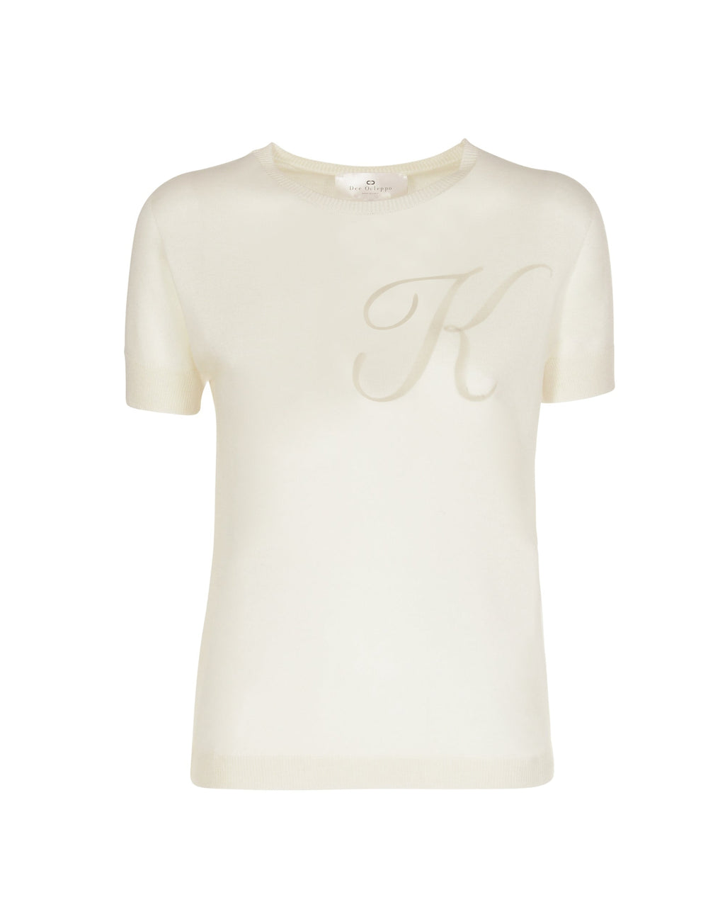Maglia girocollo estiva in cashmere - Manica corta - Avorio