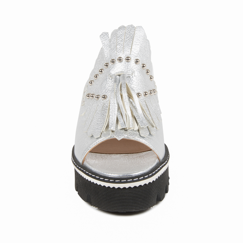 V1969 Italia Sandalo con plateau da donna Argento B3037DO CAPRA VETREX LAM ARGENTO