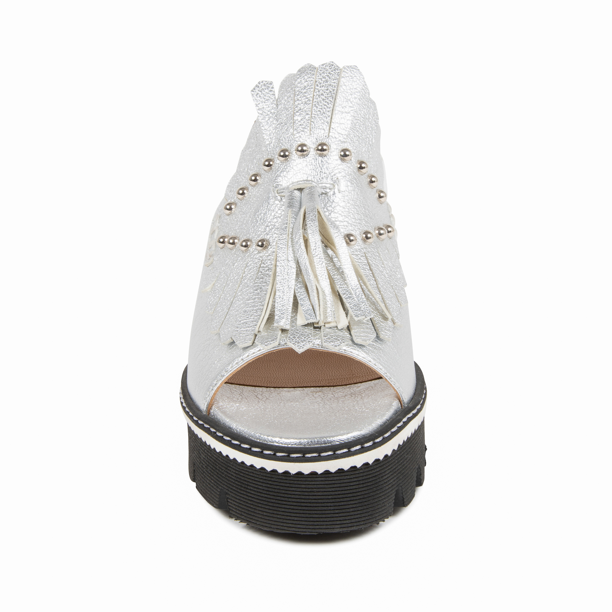 V1969 Italia Sandalo con plateau da donna Argento B3037DO CAPRA VETREX LAM ARGENTO