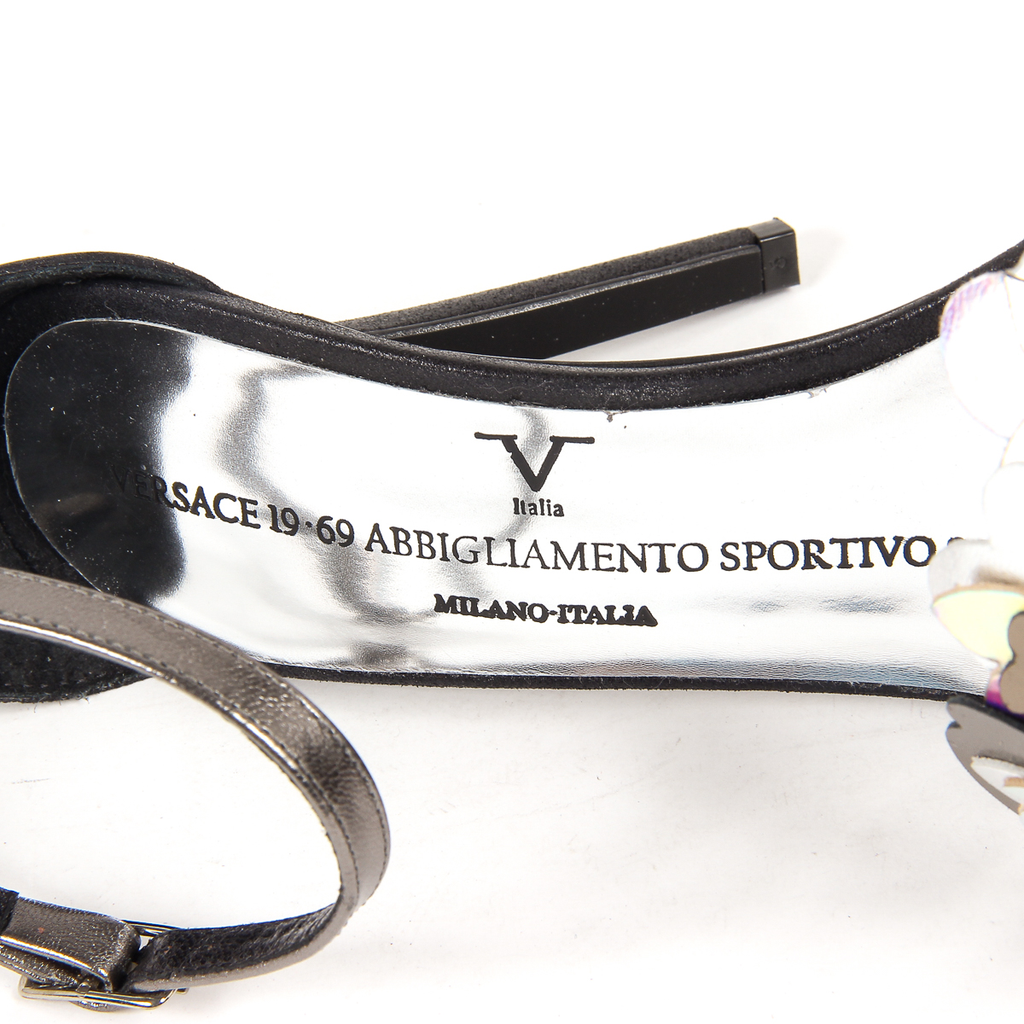 V 1969 Italia Sandalo con cinturino alla caviglia da donna Nero CATALINA