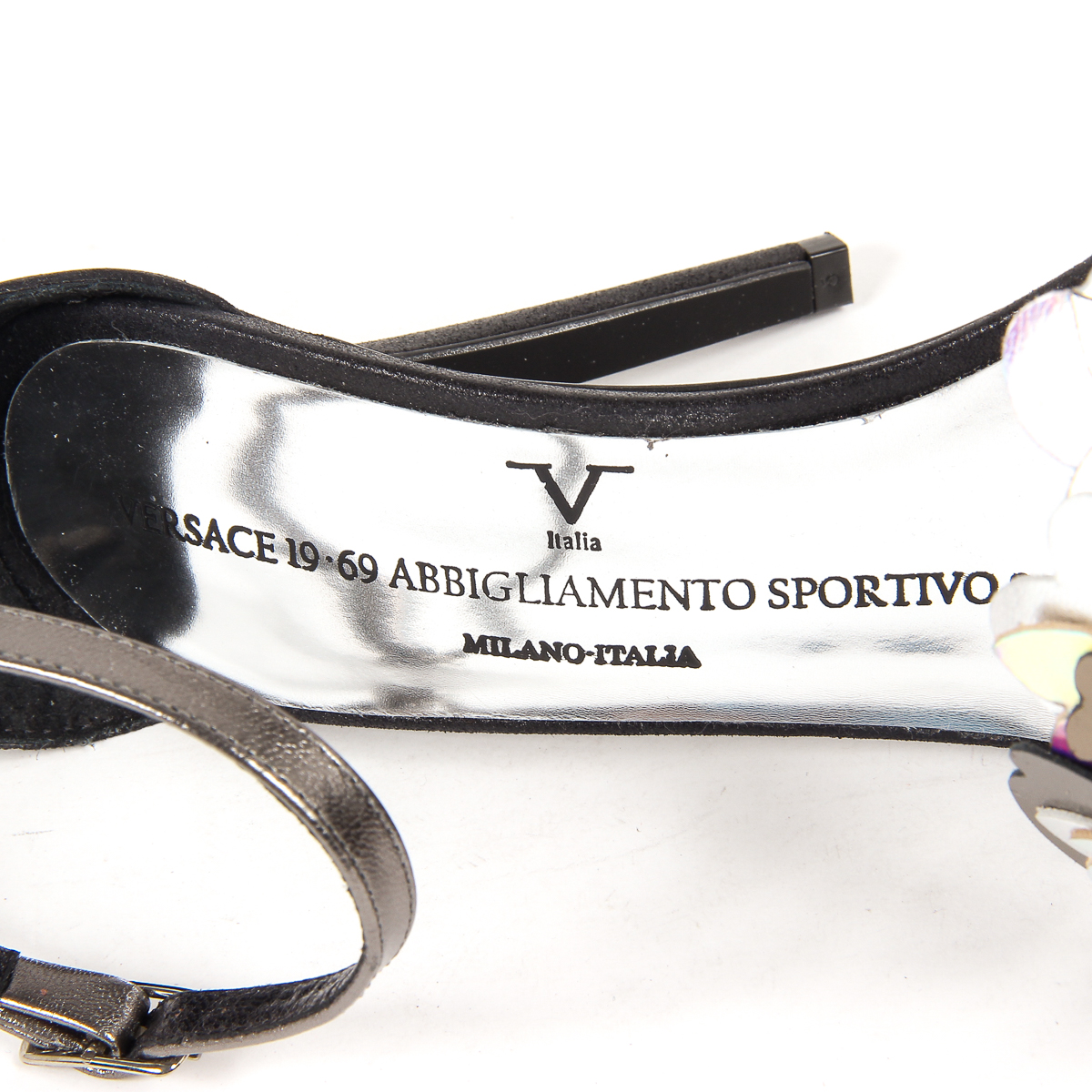 V 1969 Italia Sandalo con cinturino alla caviglia da donna Nero CATALINA