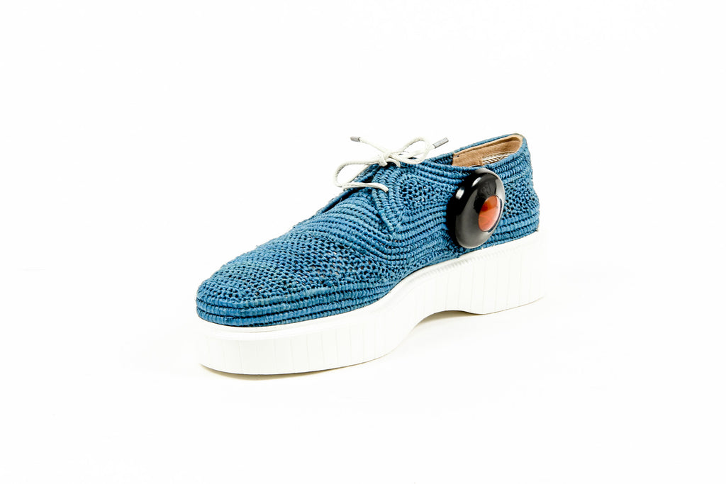 Sneaker da donna Robert Clergerie Paris POCO PAILLE BLEU DBL POUDRE