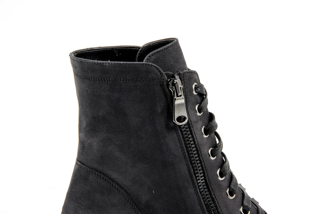 V 1969 Italia Womens Short Boot B1476 NABUK NERO