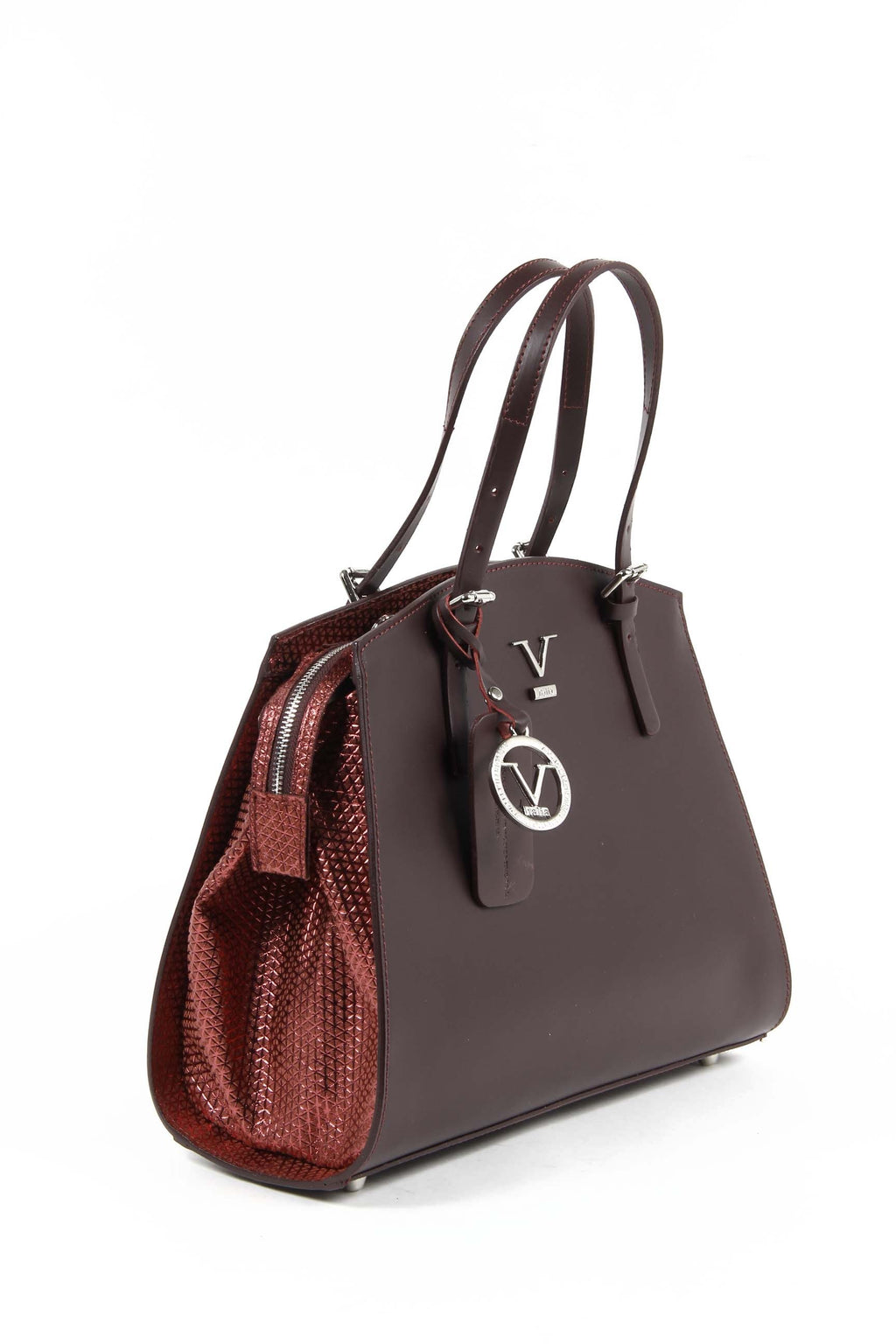 V 1969 Italia Womens Handbag V016-S RUGA STAMPATO BORDEAUX