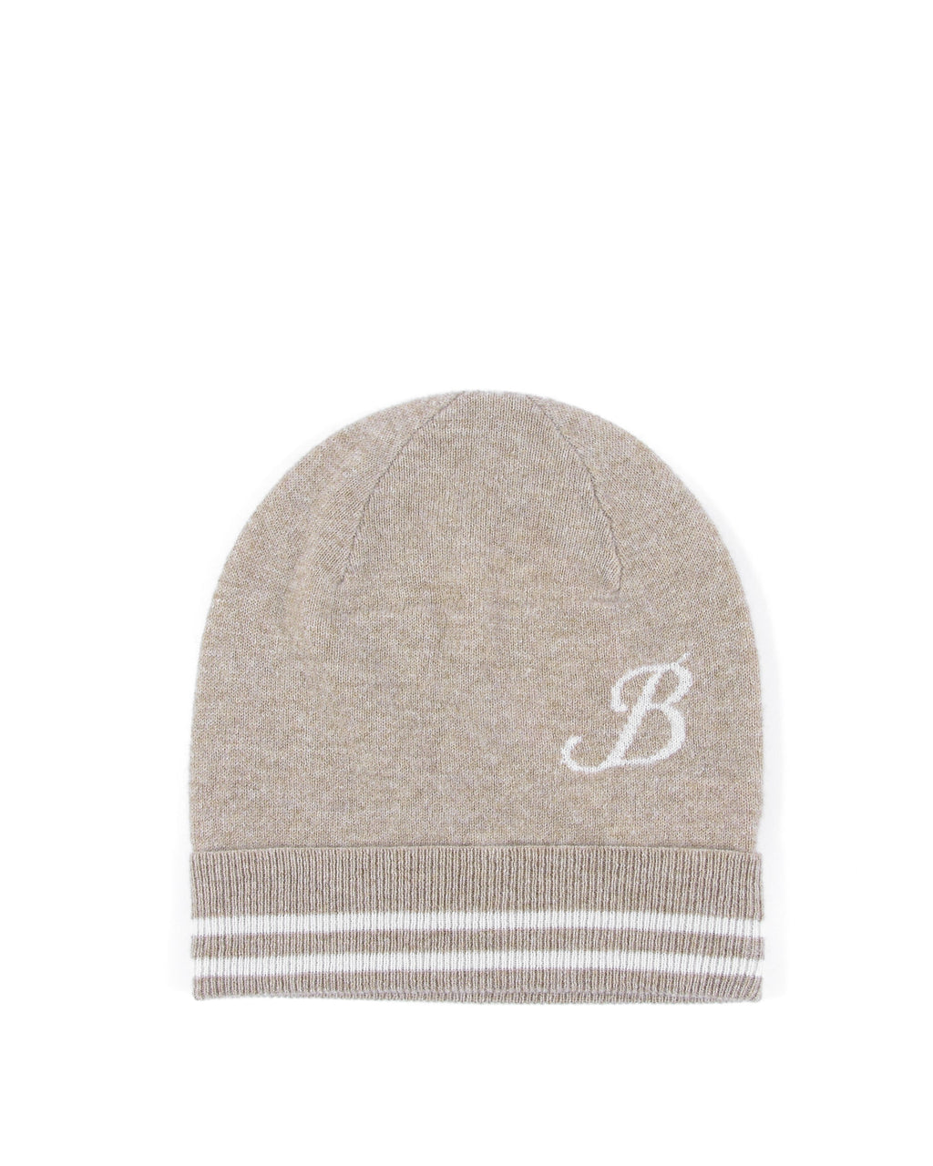 Berretto in cashmere con monogramma - Cammello