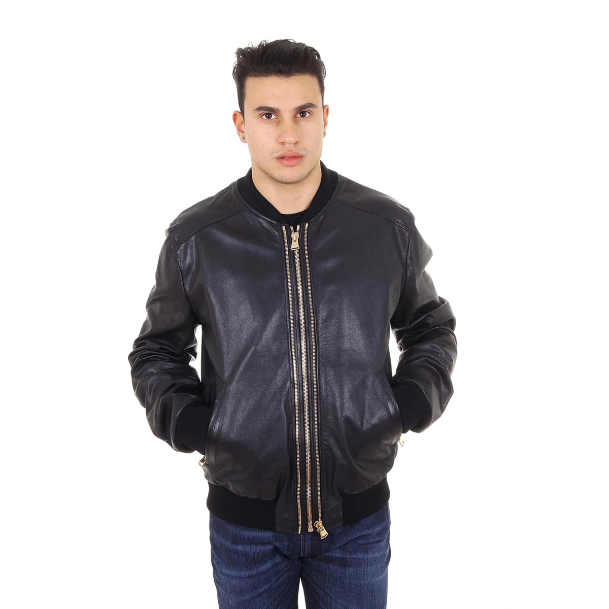 Giacca in pelle da uomo Dolce & Gabbana G9BN9L FUL1R N0000