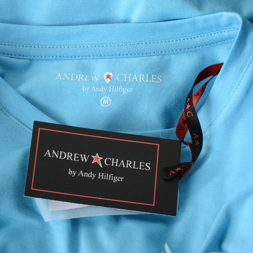 Andrew Charles T-shirt da uomo a maniche corte con scollo rotondo, blu chiaro KEITA