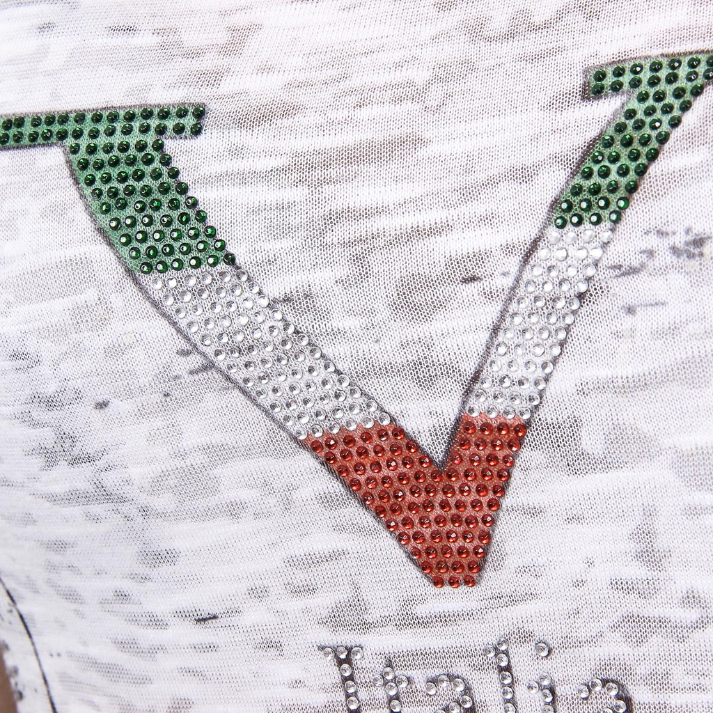 V 1969 Italia T-shirt da donna a maniche corte con scollo tondo nera AVA