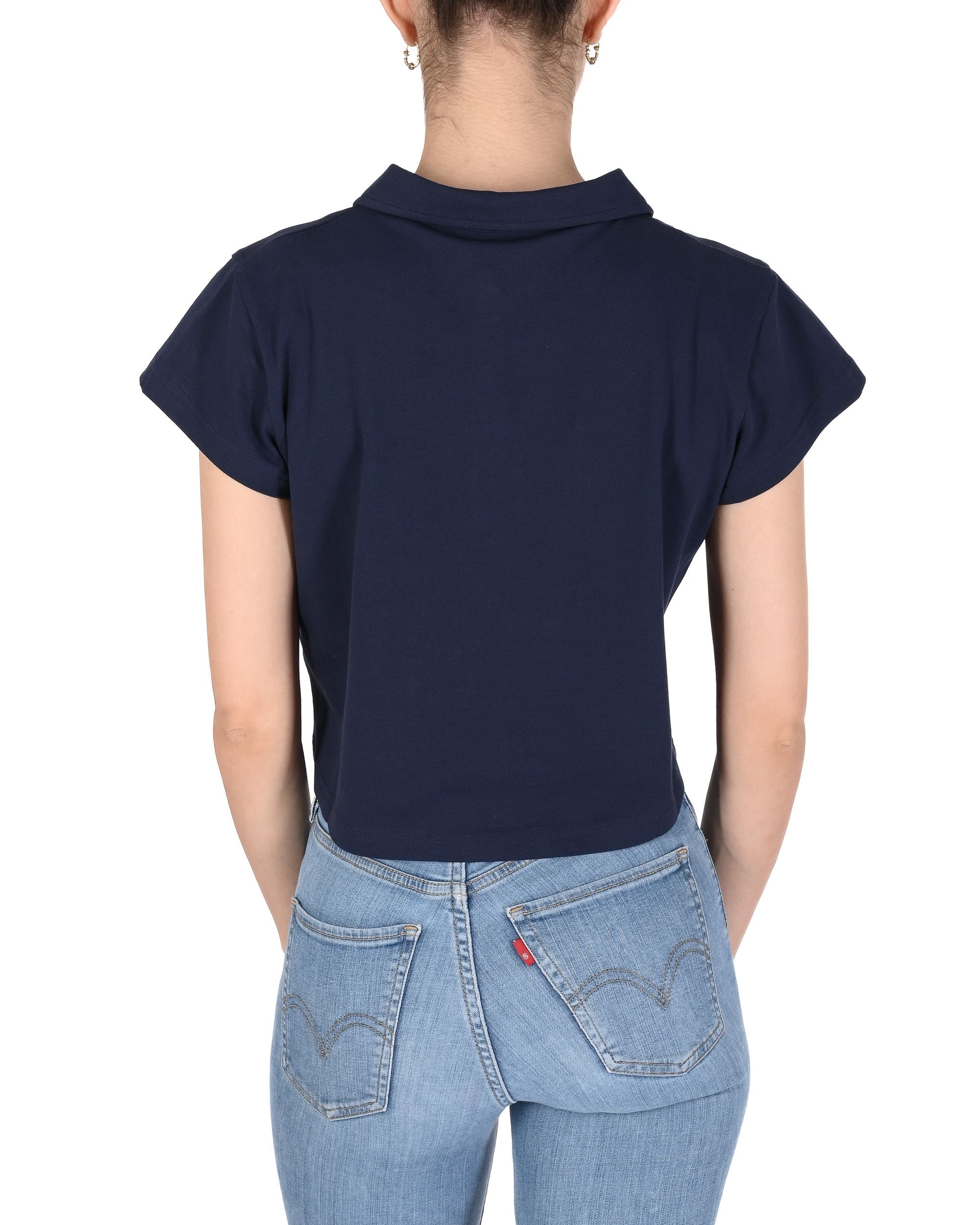 19V69 Italia Polo da donna in piqué corto VSC1WPL01 NAVY
