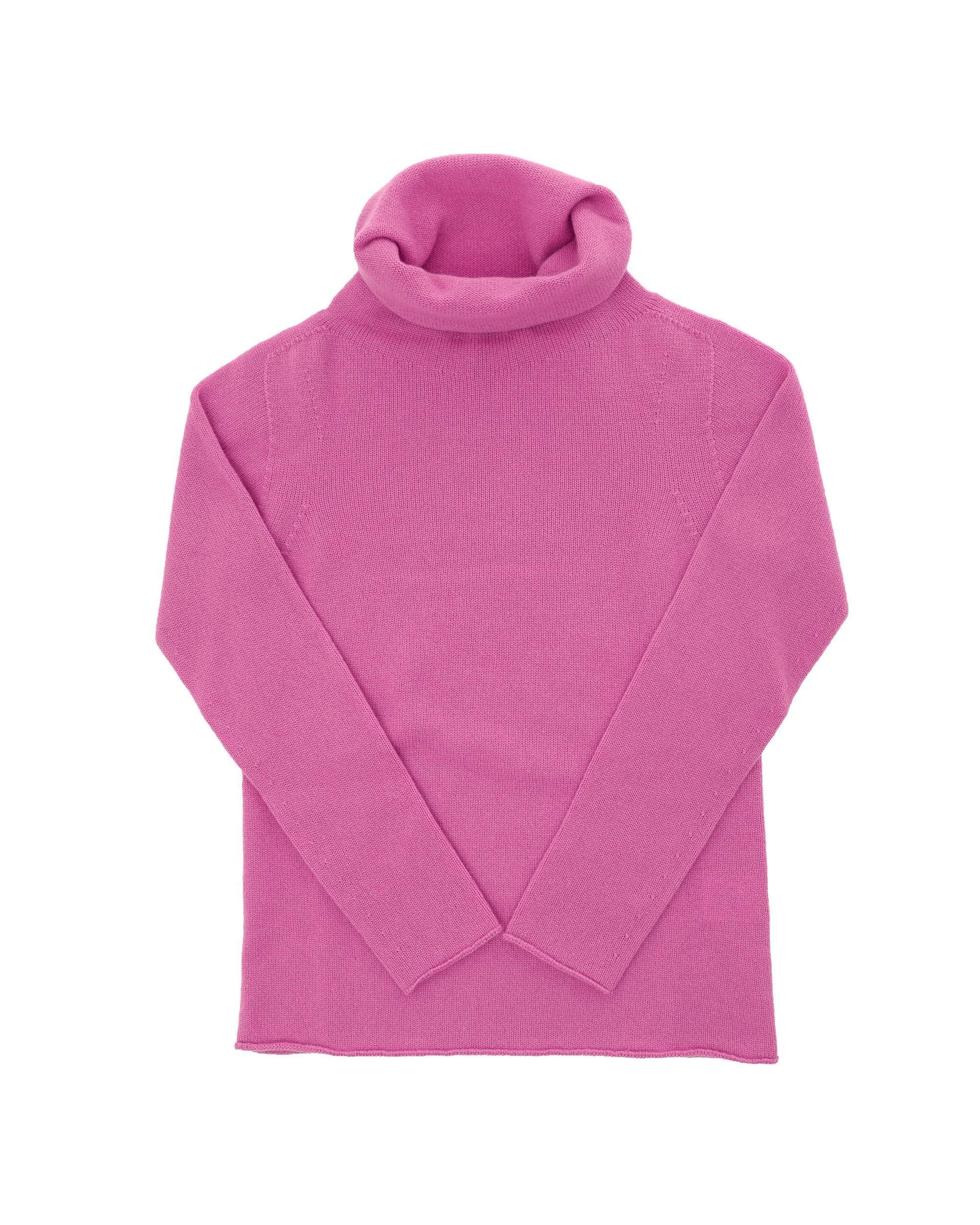 Maglione a collo alto da donna in cashmere Crown of Edinburgh COE 0018 FUSHIA