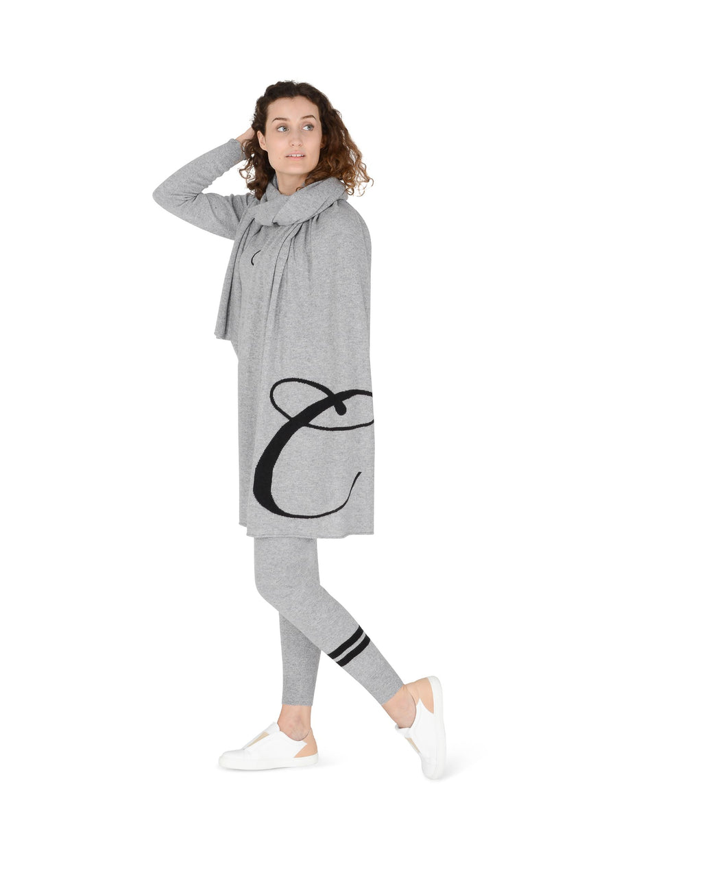 Sciarpa monogrammata Dee Ocleppo DEAN VILLAGE GREY C