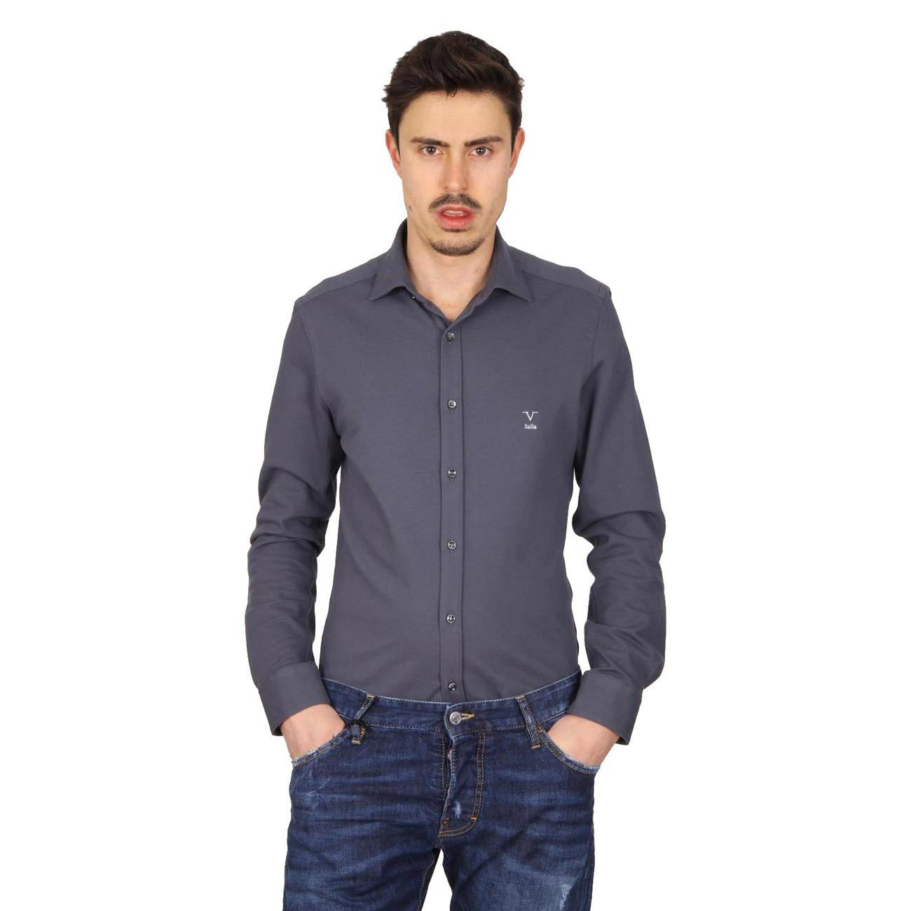 V 1969 Italia camicia da uomo a maniche lunghe Paris Piquet Grigio
