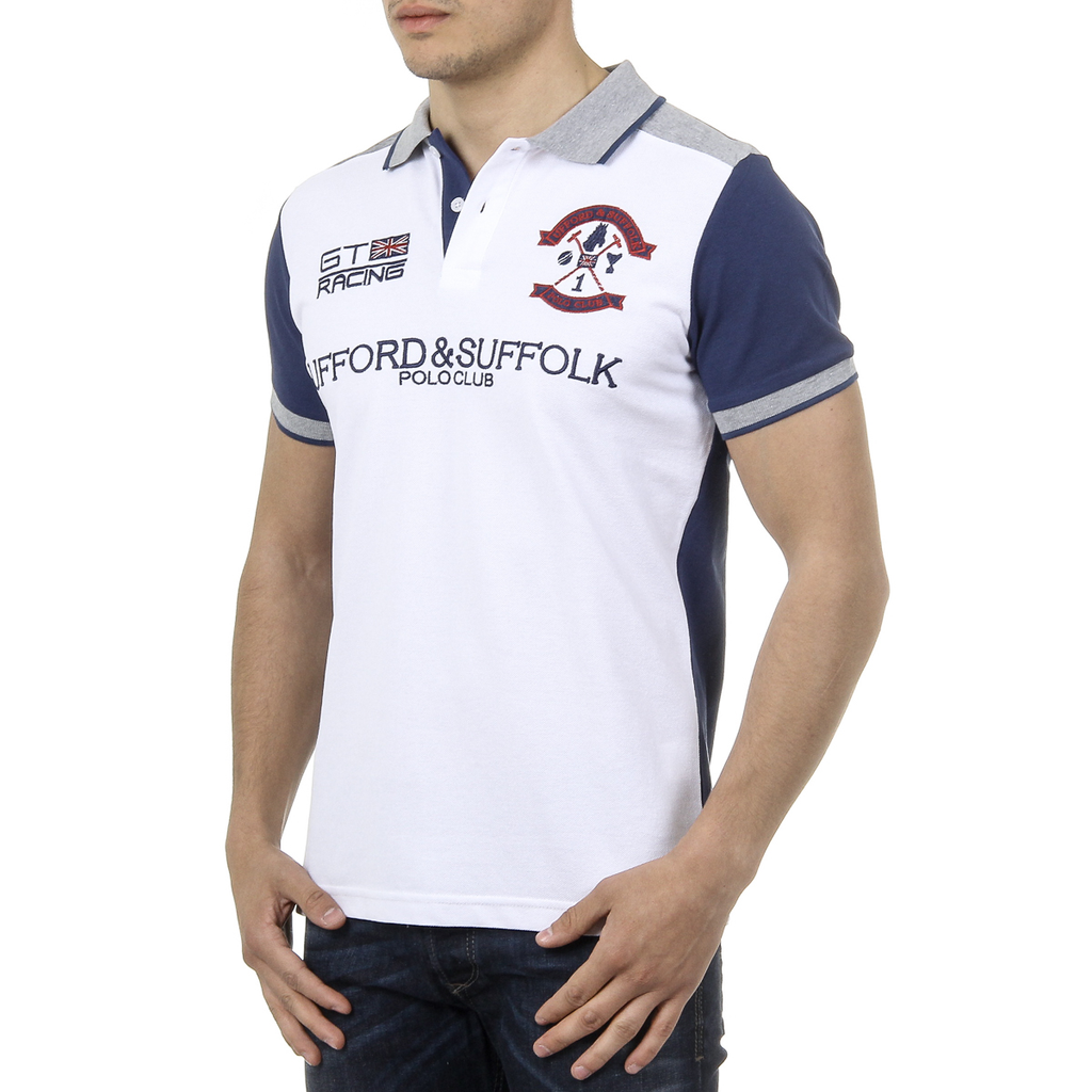 Polo da uomo a maniche corte Ufford & Suffolk Polo Club US001 BIANCO