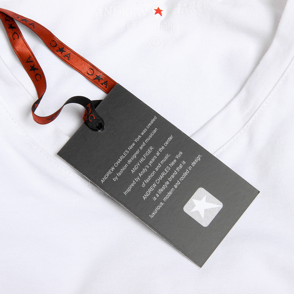 Andrew Charles T-shirt da uomo a maniche corte con scollo a V bianca KENAN