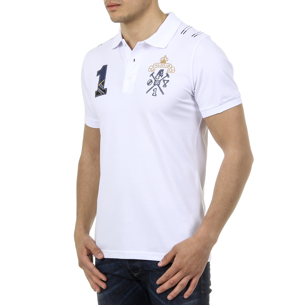 Polo da uomo a maniche corte Ufford & Suffolk Polo Club US008 BIANCO