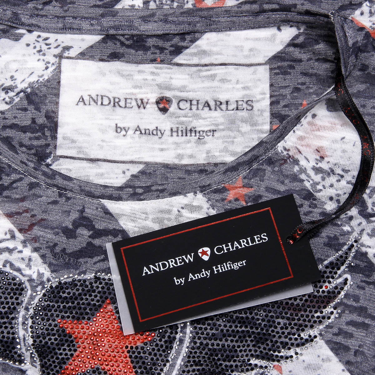 Andrew Charles T-shirt da donna a maniche corte con scollo rotondo, blu scuro CAROLINE