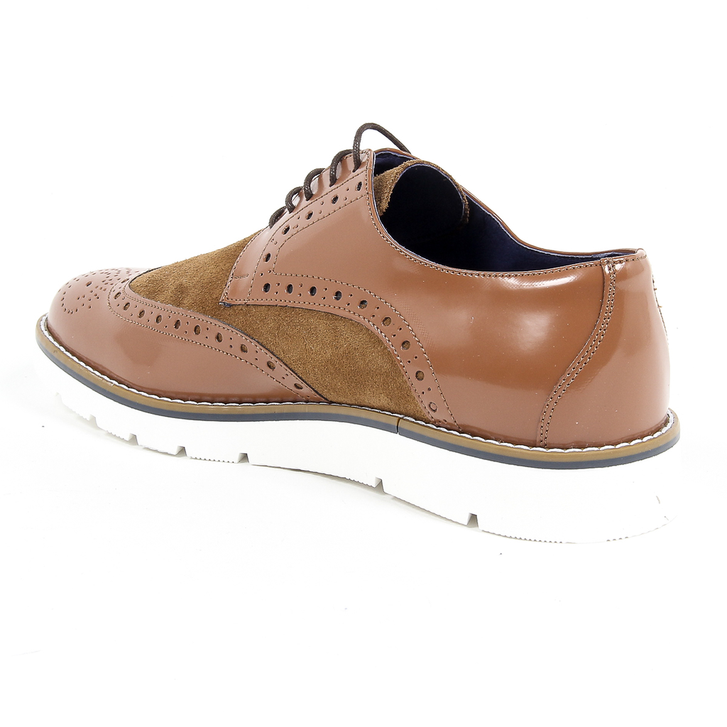 Andrew Charles Mens Brogue Oxford Shoe 914 ABRASIVATO CAMOSCIO COGNAC