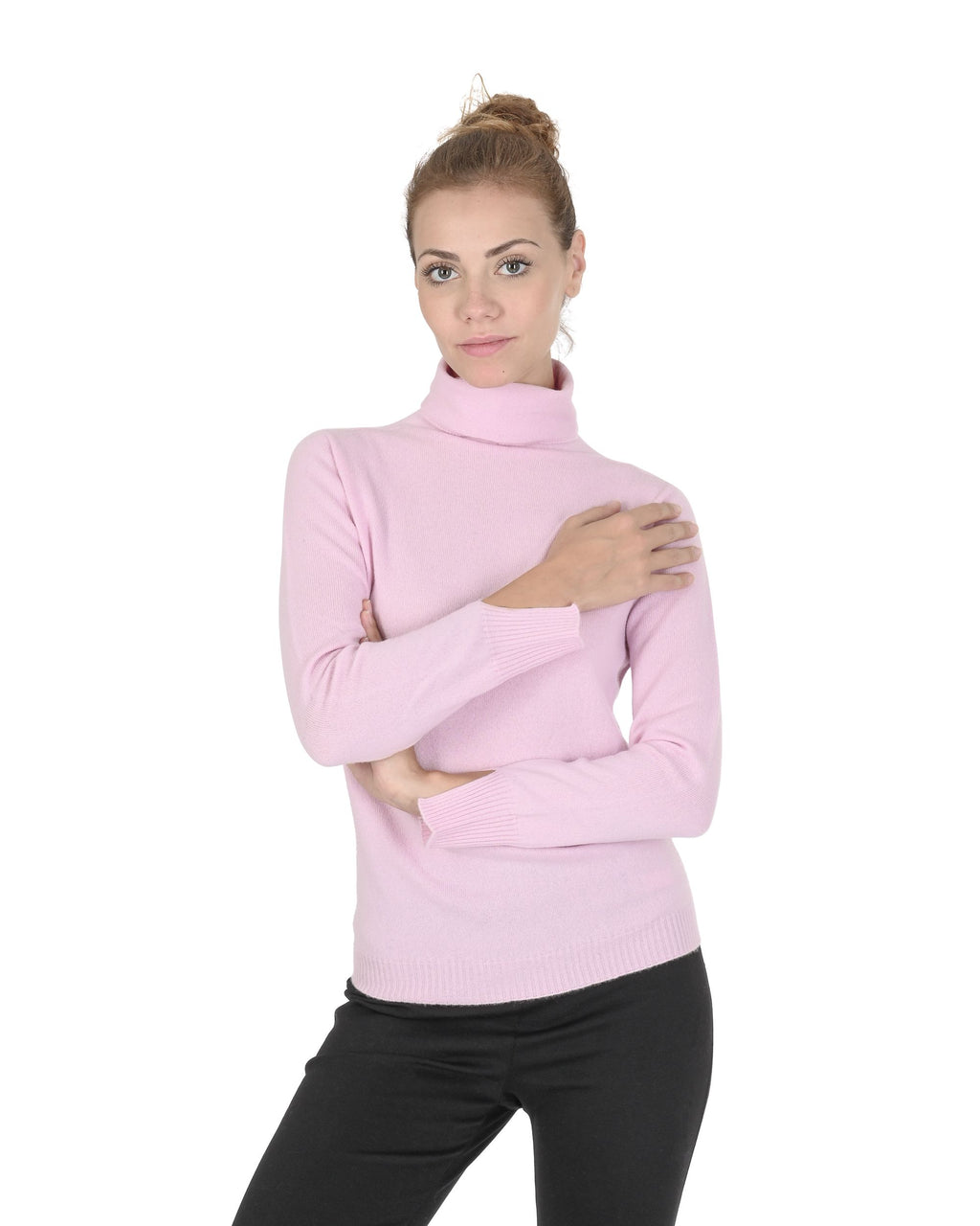 Maglione dolcevita da donna in cashmere Crown of Edinburgh COE 0023 ROSA