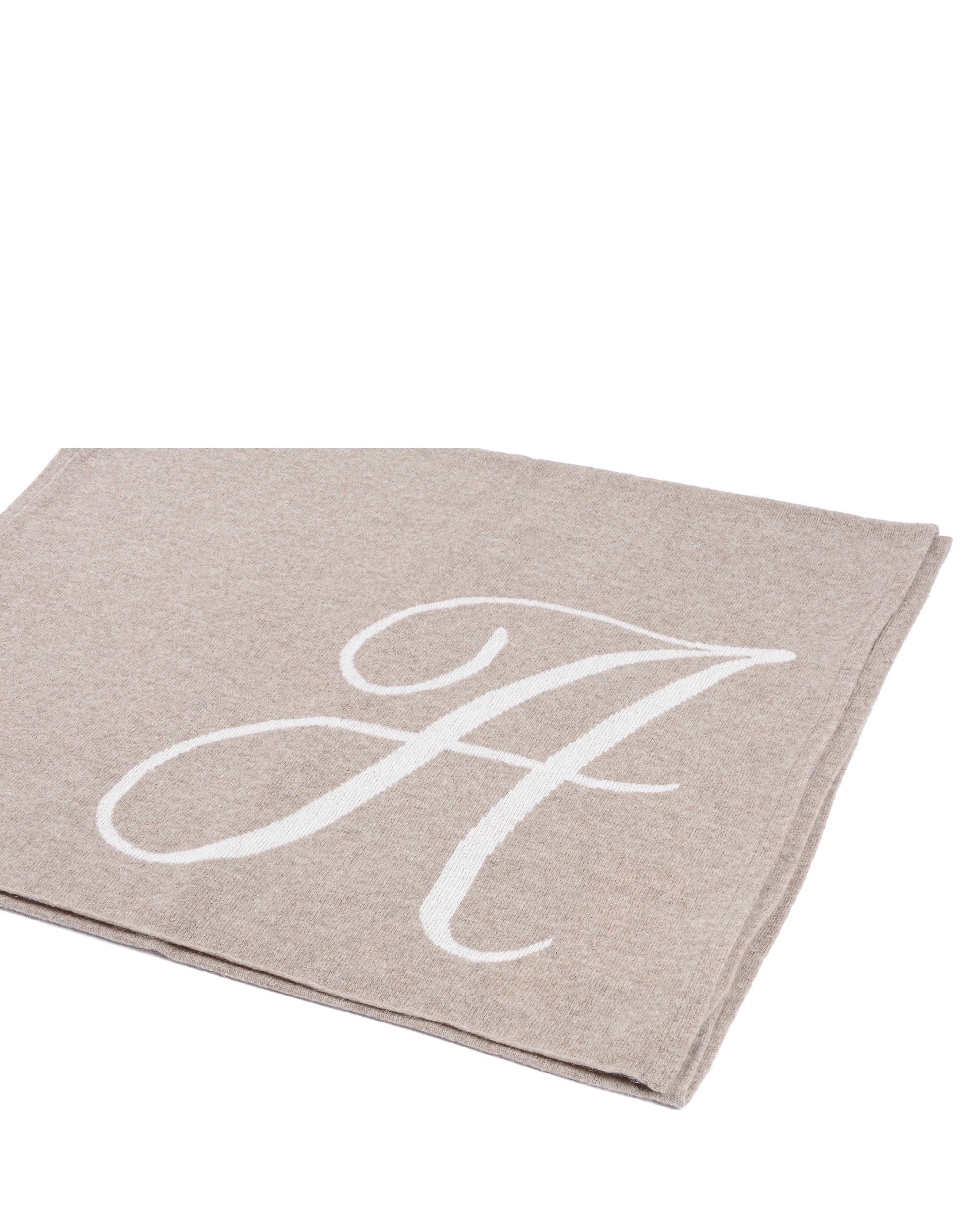 Sciarpa in cashmere con monogramma - Cammello