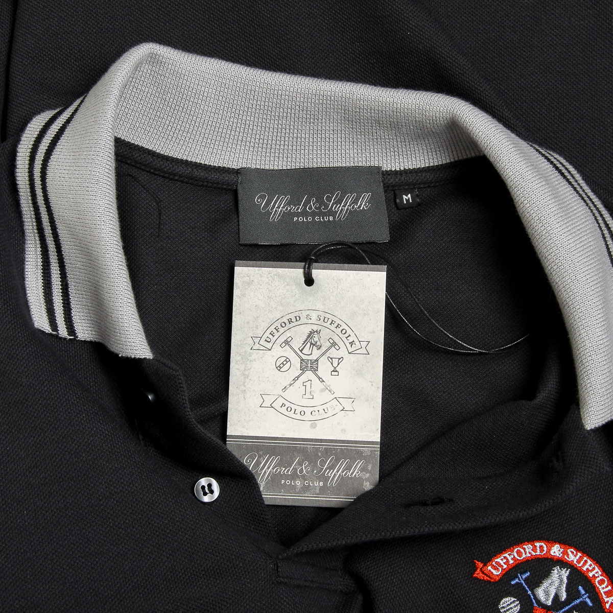 Polo da uomo a maniche corte Ufford & Suffolk Polo Club nera ENIGMA